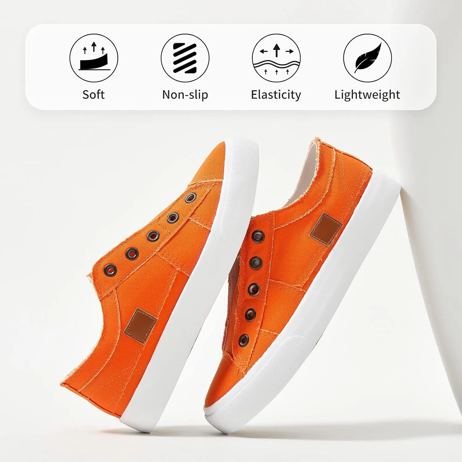 Women's Slip on Shoes Non Slip Fashion Canvas Sneakers Low Top Casual Shoes