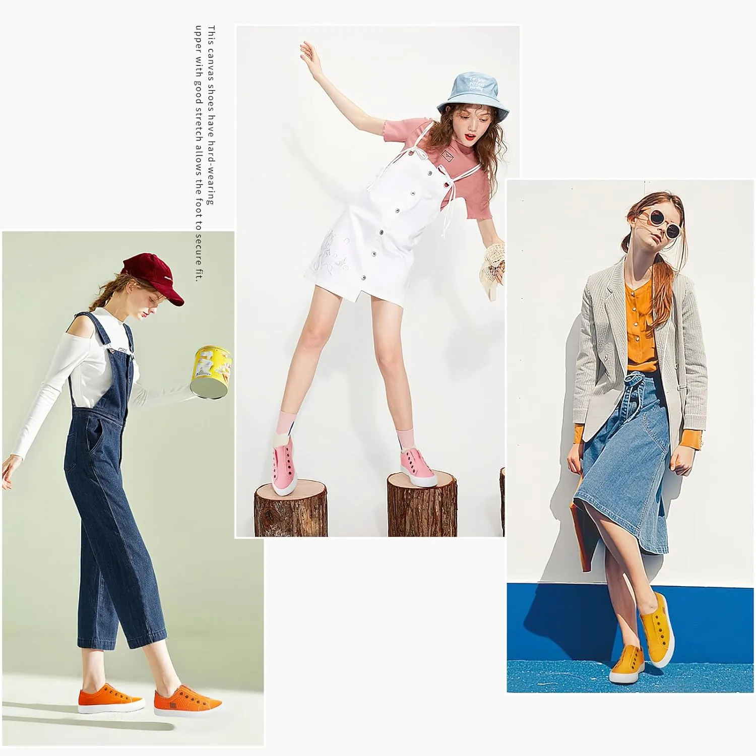 Women's Slip on Shoes Non Slip Fashion Canvas Sneakers Low Top Casual Shoes