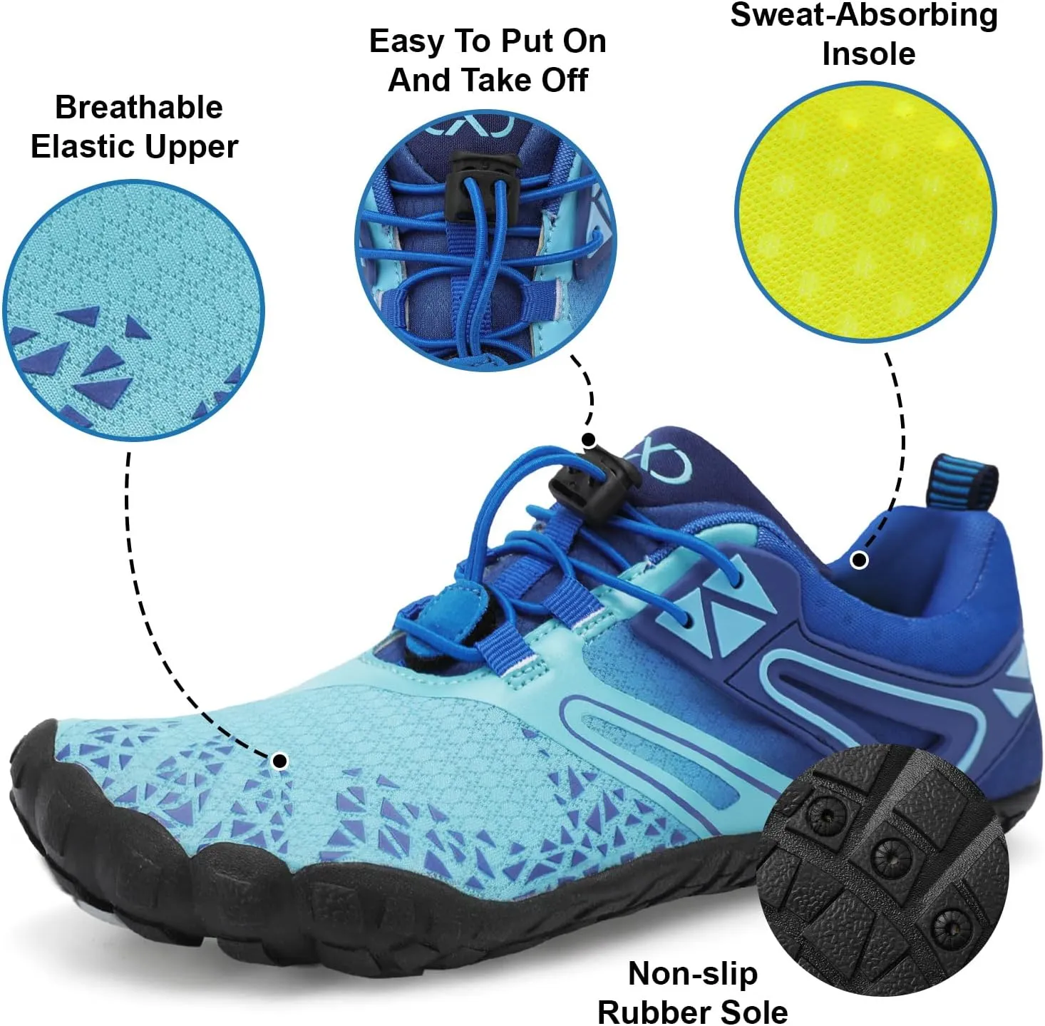 XIHALOOK Athletic Hiking Water Shoes Womens Mens Quick Dry Barefoot for Beach Walking Kayaking Surfing Training