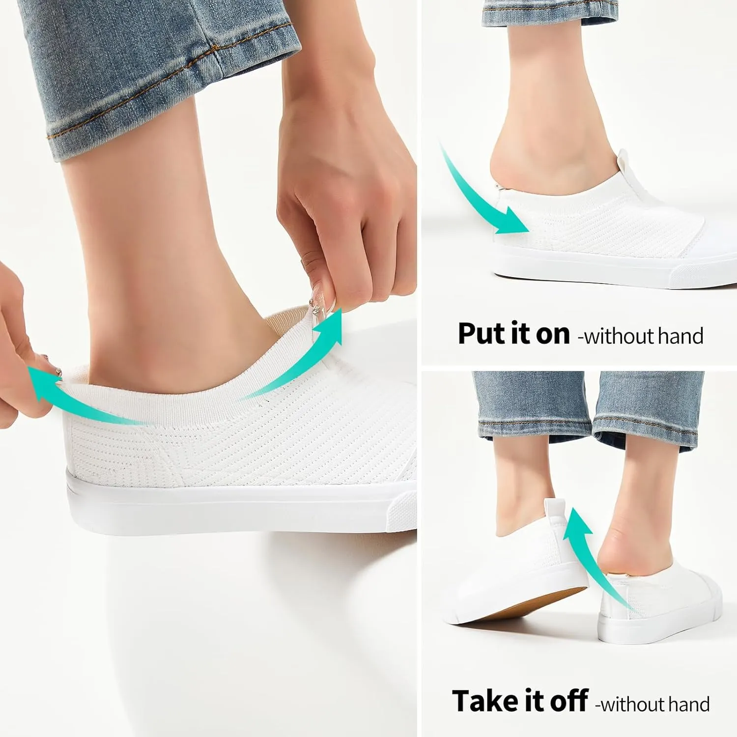 XRH Women's White Slip On Sneakers,Non Slip Women Fashion Work Shoes,Low top Casual Shoes