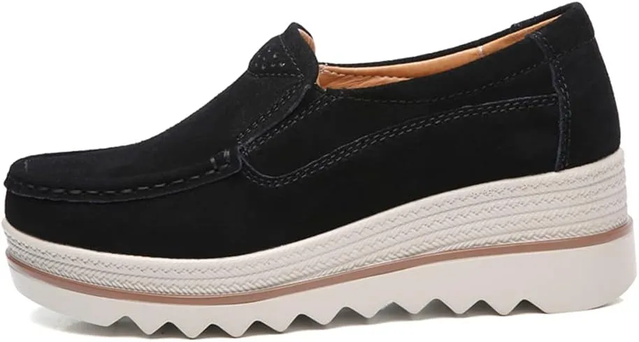 YING LAN Women Slip On Loafers Comfort Suede Moccasins Wide Low Top Shoes