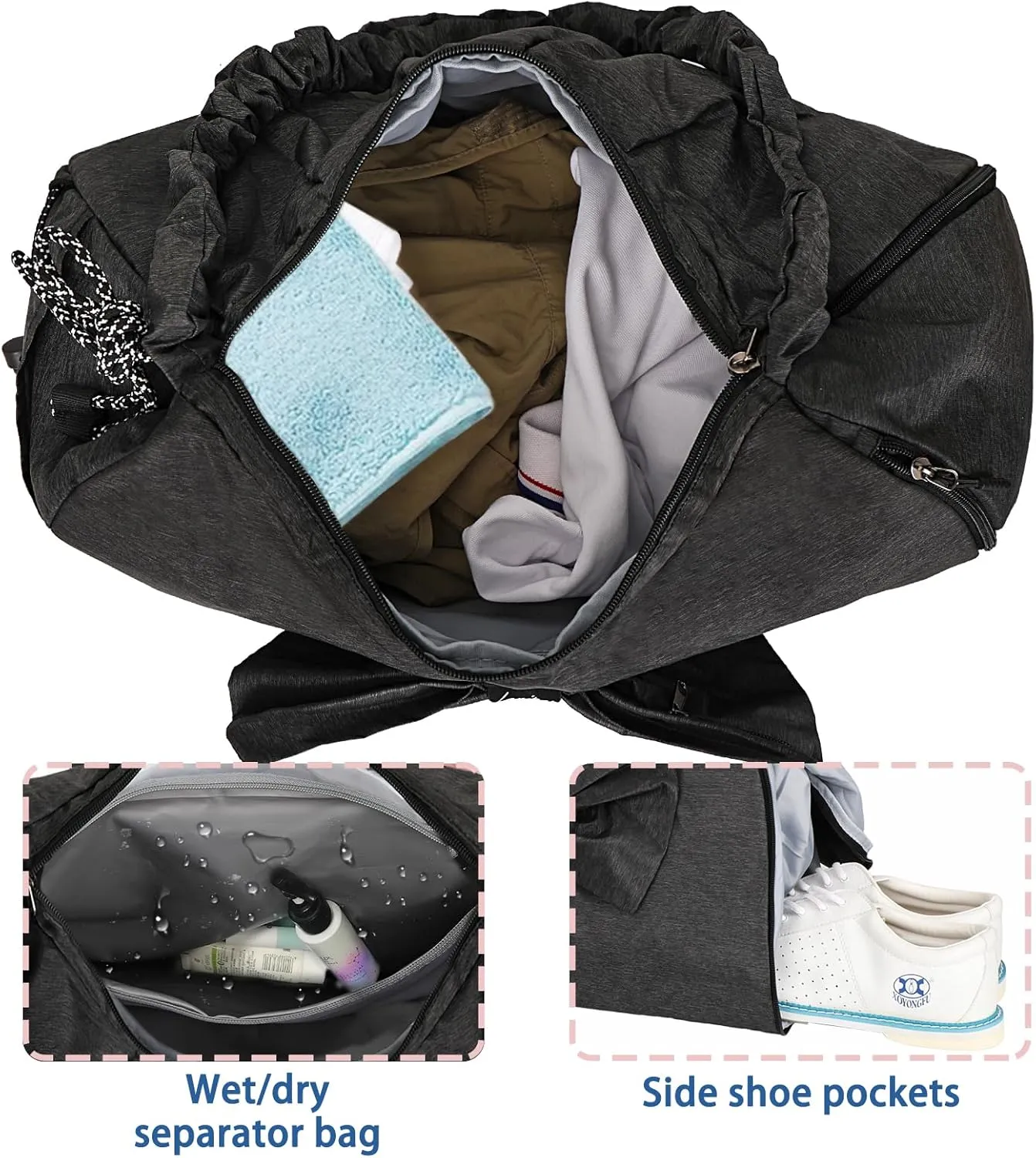 Yoga Gym Bags for Women,Butterfly Shoulder Bag with Shoes Compartment & Wet Dry Storage Pockets & Adjustable Yoga Mat Holder