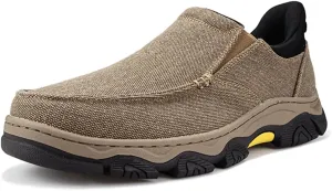 YONGJIA Mens Hands Free Slip in Loafers Walking Slip on Canvas Casual Comfortable Breathable Shoes