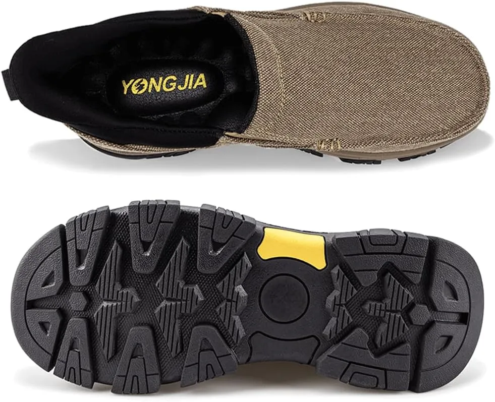 YONGJIA Mens Hands Free Slip in Loafers Walking Slip on Canvas Casual Comfortable Breathable Shoes