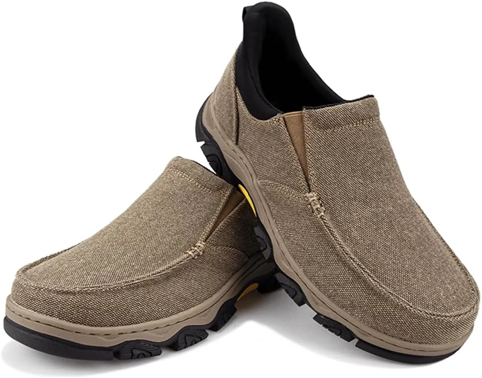 YONGJIA Mens Hands Free Slip in Loafers Walking Slip on Canvas Casual Comfortable Breathable Shoes