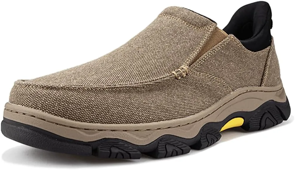 YONGJIA Mens Hands Free Slip in Loafers Walking Slip on Canvas Casual Comfortable Breathable Shoes