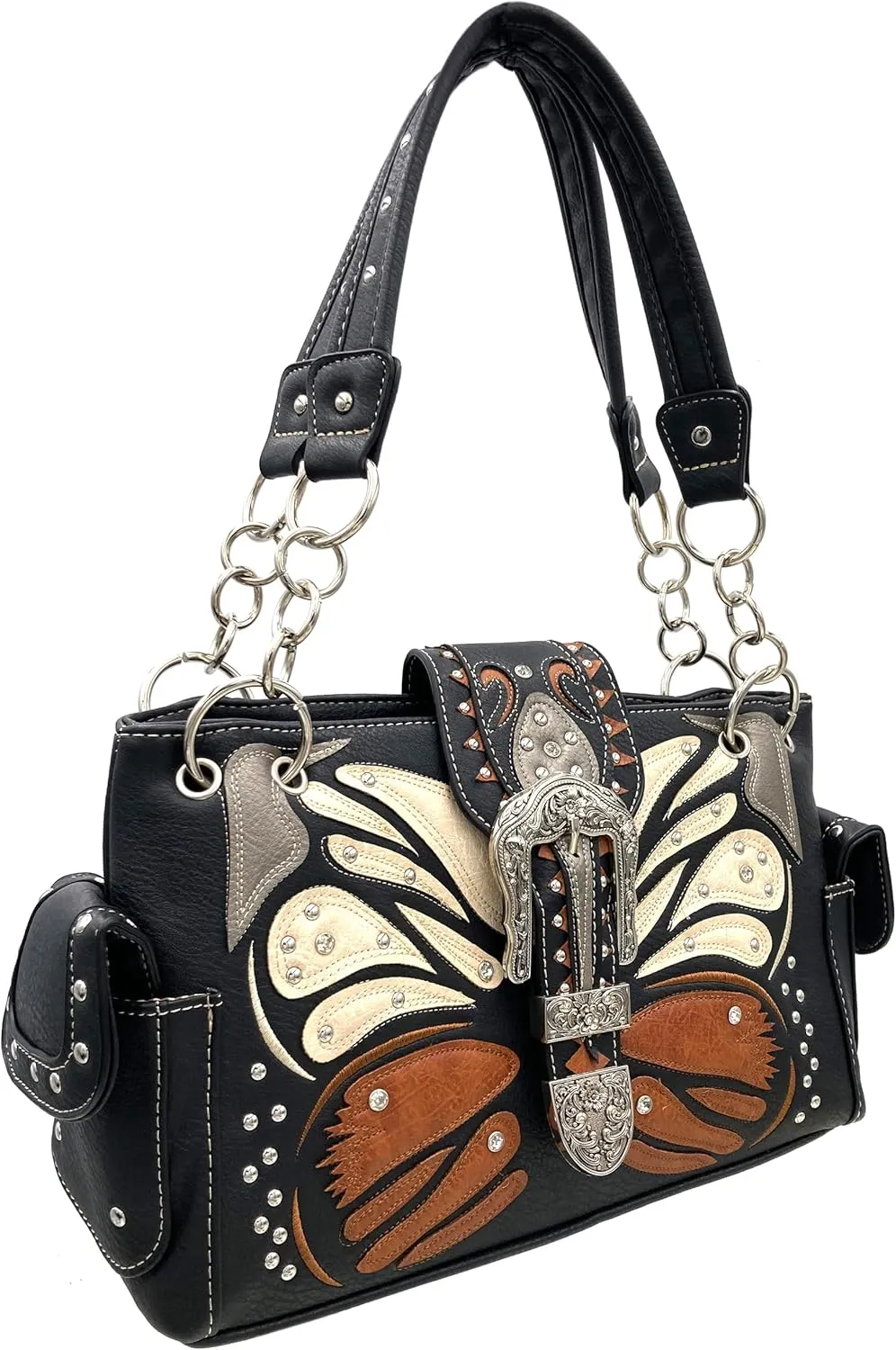 Zelris Buckle Abstract Butterfly Artwork Women Conceal Carry Handbag Wallet Set