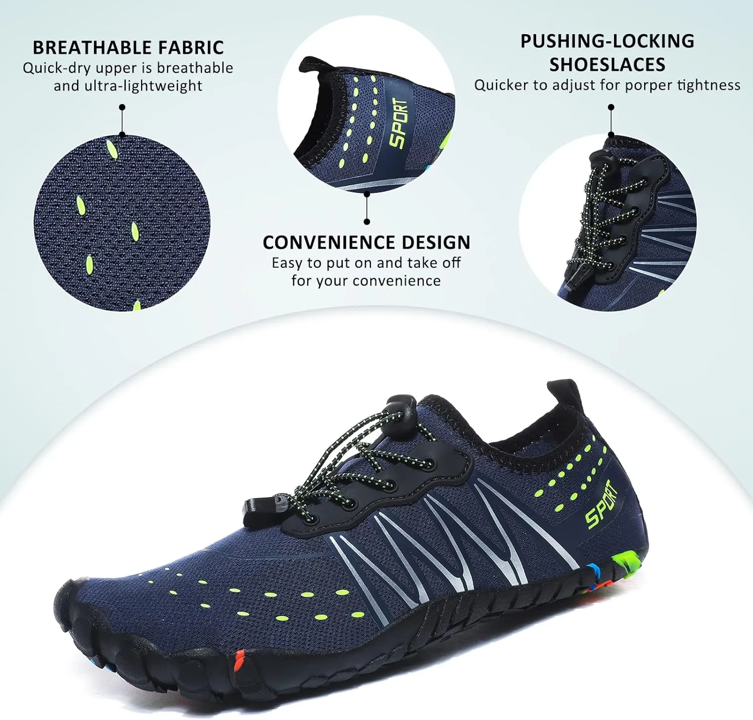 ziitop Water Shoes for Men Women Beach Barefoot Swim Rock Climbing Pool Shoes Socks, Anti-Slip Breathable Quick Dry Lightweight Slip-on, Outdoor Sport Hiking Walking Boating Fishing Diving Surfing