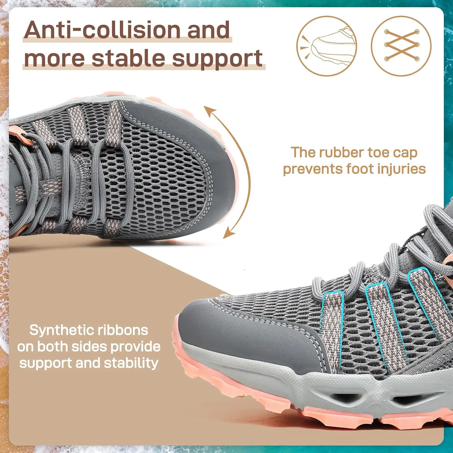 ziitop Womens Hiking Water Shoes for Women Quick Dry Outdoor Sport Sneakers Non Slip Lightweight Breathable Summer Trekking and Walking Climbing Shoe